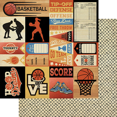 Authentique Paper - All Star Collection - 12 x 12 Double Sided Paper - Basketball Sentiments