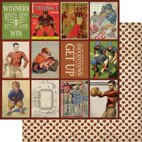 Authentique Paper - All Star Collection - 12 x 12 Double Sided Paper - Football Images