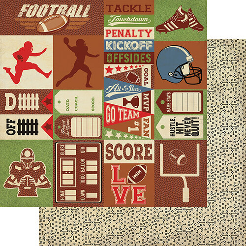 Authentique Paper - All Star Collection - 12 x 12 Double Sided Paper - Football Sentiments