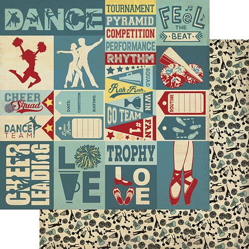 Authentique Paper - All Star Collection - 12 x 12 Double Sided Paper - Dance and Cheer Sentiments