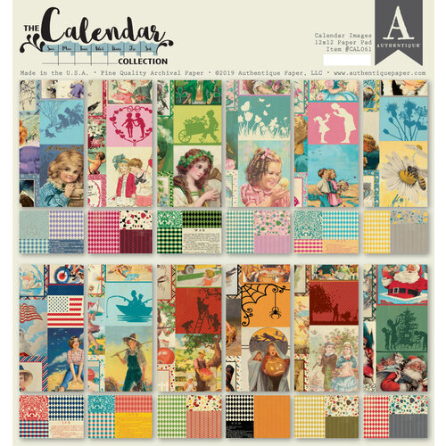 Authentique Paper - Calendar Collection - 12 x 12 Paper Pad - Images Pad