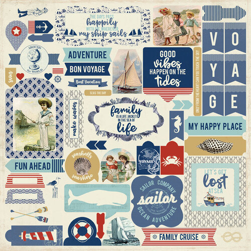 Authentique Paper - Voyage Collection - 12 x 12 Cardstock Stickers - Details