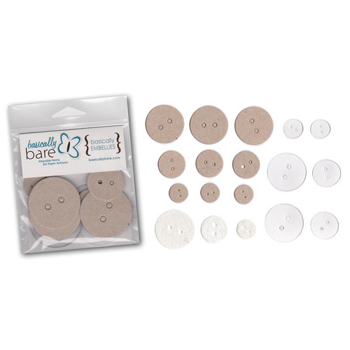 Basically Bare - Basically Embellies - Bare Basics - Acrylic Chipboard and Felt Pieces - Buttons