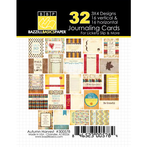 Bazzill Basics - Margie Romney Aslett - Autumn Harvest Collection - 3 x 4 Journaling Cards