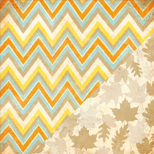 Bazzill Basics - Margie Romney Aslett - Autumn Harvest Collection - 12 x 12 Double Sided Paper - Candy Corn Chevron