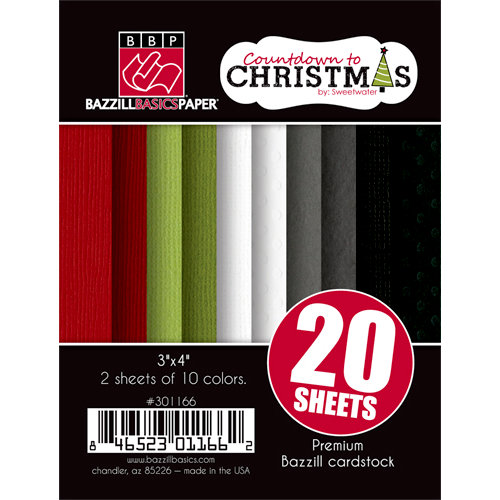 Bazzill Basics - Sweetwater - Countdown to Christmas Collection - 3 x 4 Coordinating Cardstock Multipack