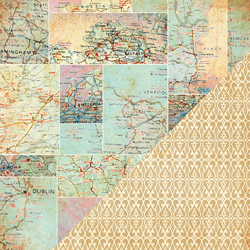 Bazzill Basics - Worldwide Collection - 12 x 12 Double Sided Paper - Map Block