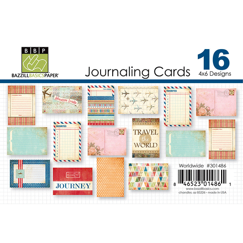 Bazzill Basics - Worldwide Collection - 4 x 6 Journaling Cards