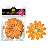Bazzill Basics - Paper Flowers - Gerbera 4 Inch - Creamsicle, CLEARANCE