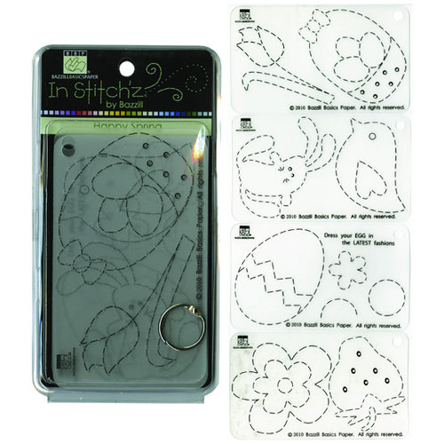 Bazzill - In Stitch'z Collection - Cardstock Stitching Template - Happy Spring