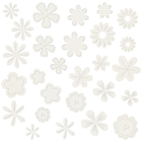 Bazzill Basics - Flower Pot Collection - Shimmer Paper Flowers - Diamond, CLEARANCE