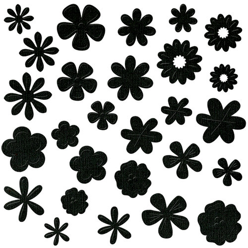 Bazzill Basics - Flower Pot Collection - Shimmer Paper Flowers - Black Tie, CLEARANCE