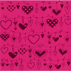Bazzill - 12 x 12 Glazed Cardstock - String of Hearts - Pink Fairy