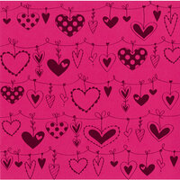 Bazzill - 12 x 12 Glazed Cardstock - String of Hearts - Pink Fairy