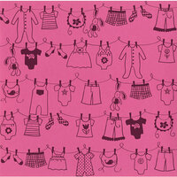 Bazzill Basics - 12 x 12 Glazed Cardstock - Girl Clothes Line - Chablis