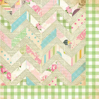 Bazzill - Margie Romney-Aslett - Vintage Marketplace Collection - 12 x 12 Double Sided Paper - Quilted Chevron