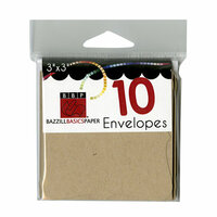 Bazzill Basics - Cards and Envelopes - 10 Pack - 3 x 3 Bracket - Kraft