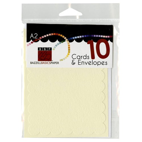 Bazzill - Cards and Envelopes - 10 Pack - A2 Scallop - Butter Cream