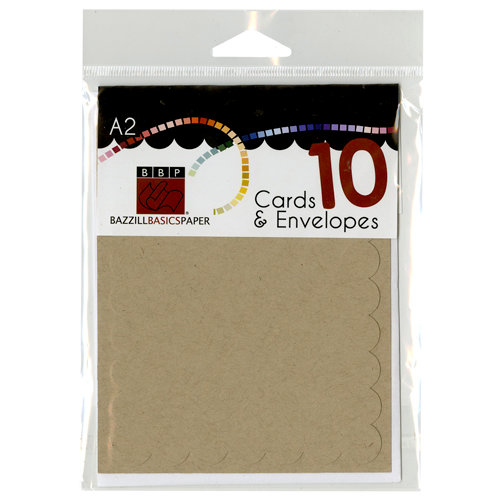 Bazzill - Cards and Envelopes - 10 Pack - A2 Scallop - Kraft