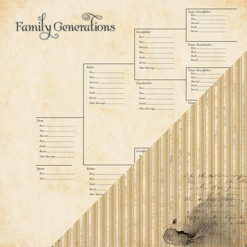 Bazzill - Heritage Collection - 12 x 12 Double Sided Paper - Generations Chart
