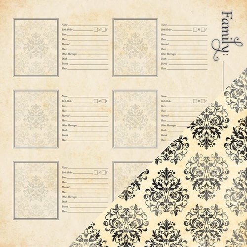 Bazzill - Heritage Collection - 12 x 12 Double Sided Paper - More Family Names