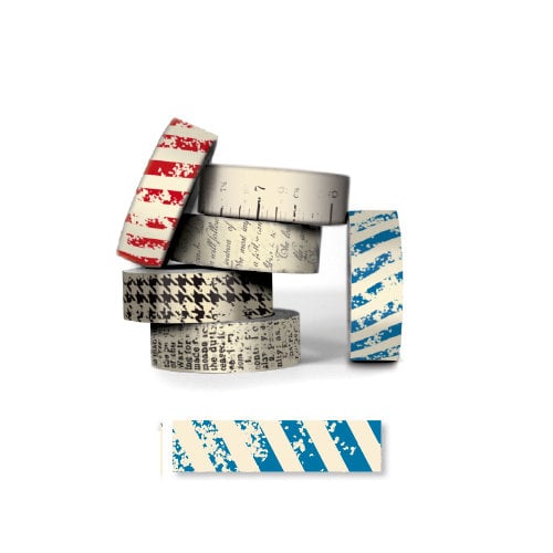 Bazzill - Antique Paper Tape - Nautical Blue Stripe