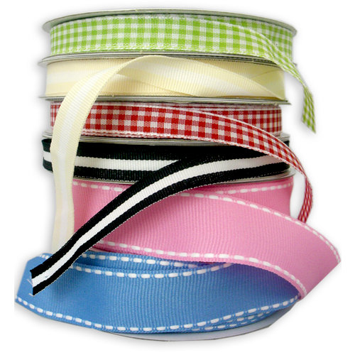 Bazzill Basics - Ribbon Assortment - Striped, CLEARANCE