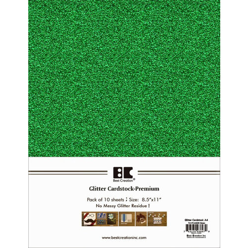 Best Creation Inc - A4 Glitter Cardstock Packs - Green