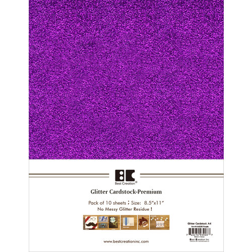 Best Creation Inc - A4 Glitter Cardstock Packs - Purple