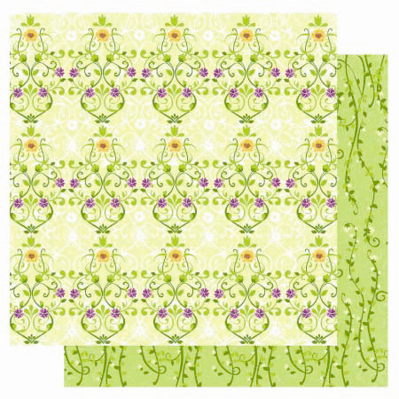 Best Creation Inc - A Walk in the Garden Collection - 12 x 12 Double Sided Glitter Paper - Floral Maze