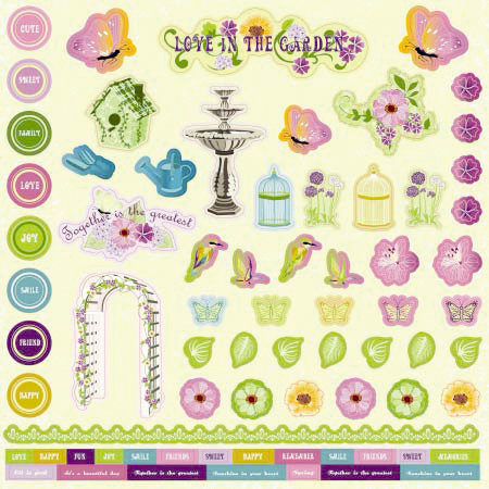 Best Creation Inc - A Walk in the Garden Collection - Glittered Cardstock Stickers - Element