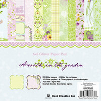 Best Creation Inc - A Walk in the Garden Collection - 6 x 6 Glittered Paper Pad