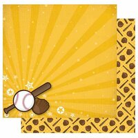 Best Creation Inc - Baseball Collection - 12 x 12 Double Sided Glitter Paper - Play Ball