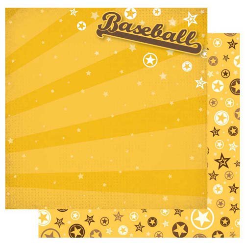 Best Creation Inc - Baseball Collection - 12 x 12 Double Sided Glitter Paper - Baseball
