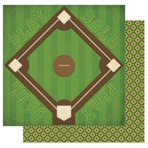 Best Creation Inc - Baseball Collection - 12 x 12 Double Sided Glitter Paper - Bases Loaded
