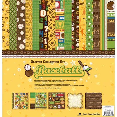 Best Creation Inc - Baseball Collection - 12 x 12 Glittered Collection Kit