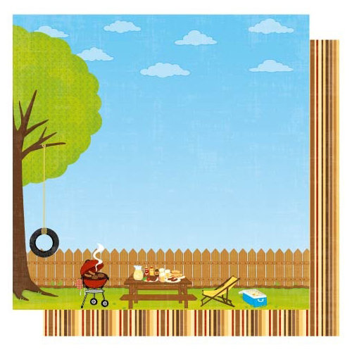 Best Creation Inc - Barbeque Collection - 12 x 12 Double Sided Glitter Paper - Backyard Barbeque