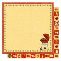Best Creation Inc - Barbeque Collection - 12 x 12 Double Sided Glitter Paper - Cook Out