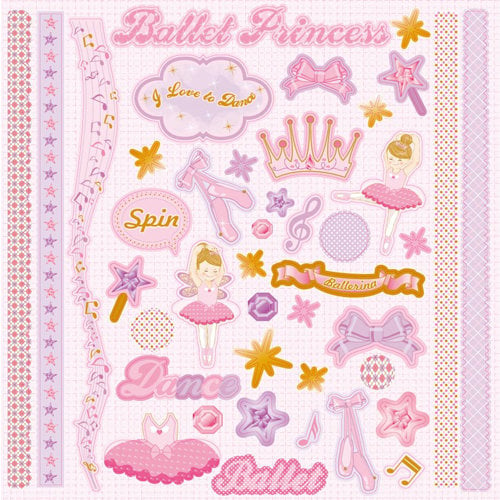 Best Creation Inc - Ballet Princess Collection - Glittered Cardstock Stickers - Element