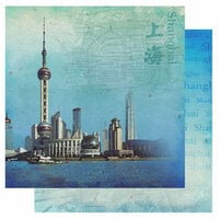 Best Creation Inc - China Collection - 12 x 12 Double Sided Glitter Paper - Shanghai