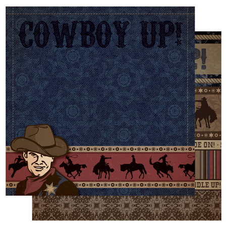 Best Creation Inc - Cowboy Collection - 12 x 12 Double Sided Glitter Paper - Cowboy Up