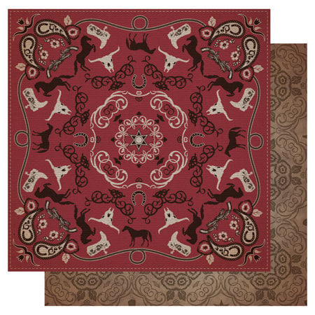 Best Creation Inc - Cowboy Collection - 12 x 12 Double Sided Glitter Paper - Red Bandana