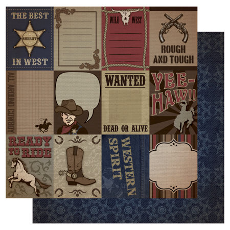 Best Creation Inc - Cowboy Collection - 12 x 12 Double Sided Glitter Paper - Cowboy Tags