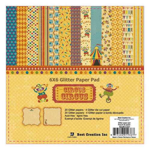 Best Creation Inc - Circus Circus Collection - 6 x 6 Glittered Paper Pad