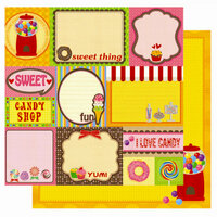 Best Creation Inc - Candy Shop Collection - 12 x 12 Double Sided Glitter Paper - Candy Shop Tags