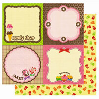Best Creation Inc - Candy Shop Collection - 12 x 12 Double Sided Glitter Paper - Yum Paper