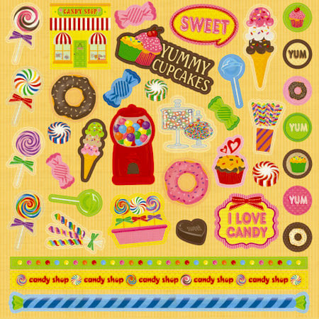 Best Creation Inc - Candy Shop Collection - Glittered Cardstock Stickers - Element