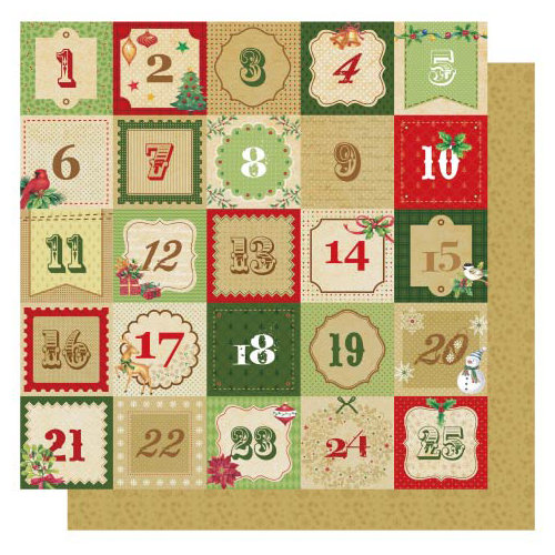 Best Creation Inc - Christmas Wishes Collection - 12 x 12 Glittered Paper - Christmas Countdown