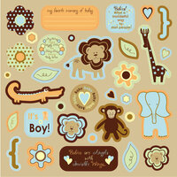 Best Creation Inc - Safari Boy Collection - Die Cut Chipboard Pieces
