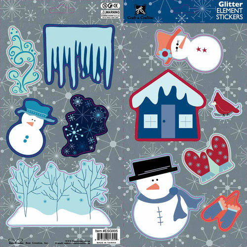 Best Creation Inc - Winter Wonderland Collection - Glittered Cardstock Stickers - Elements